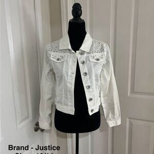 Justice White Studded Jean Jacket